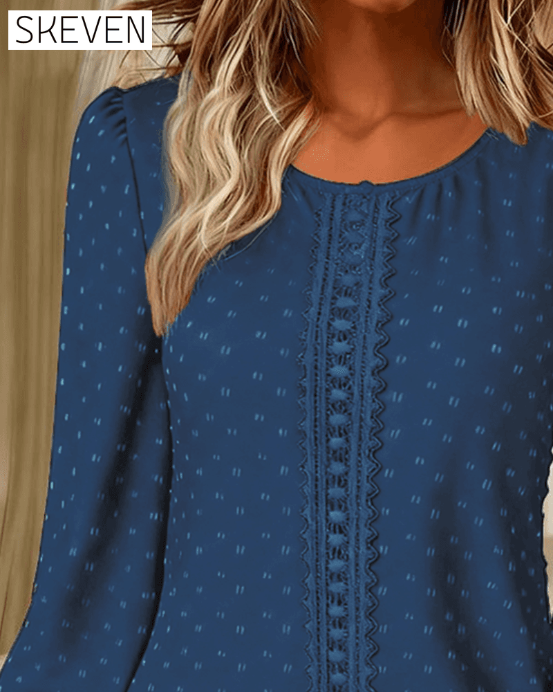 Round Neck Puff Sleeve Blouses