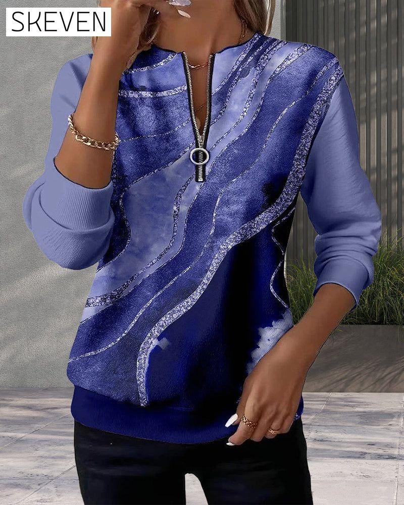 Half-Zip Vintage Print Sweatshirt
