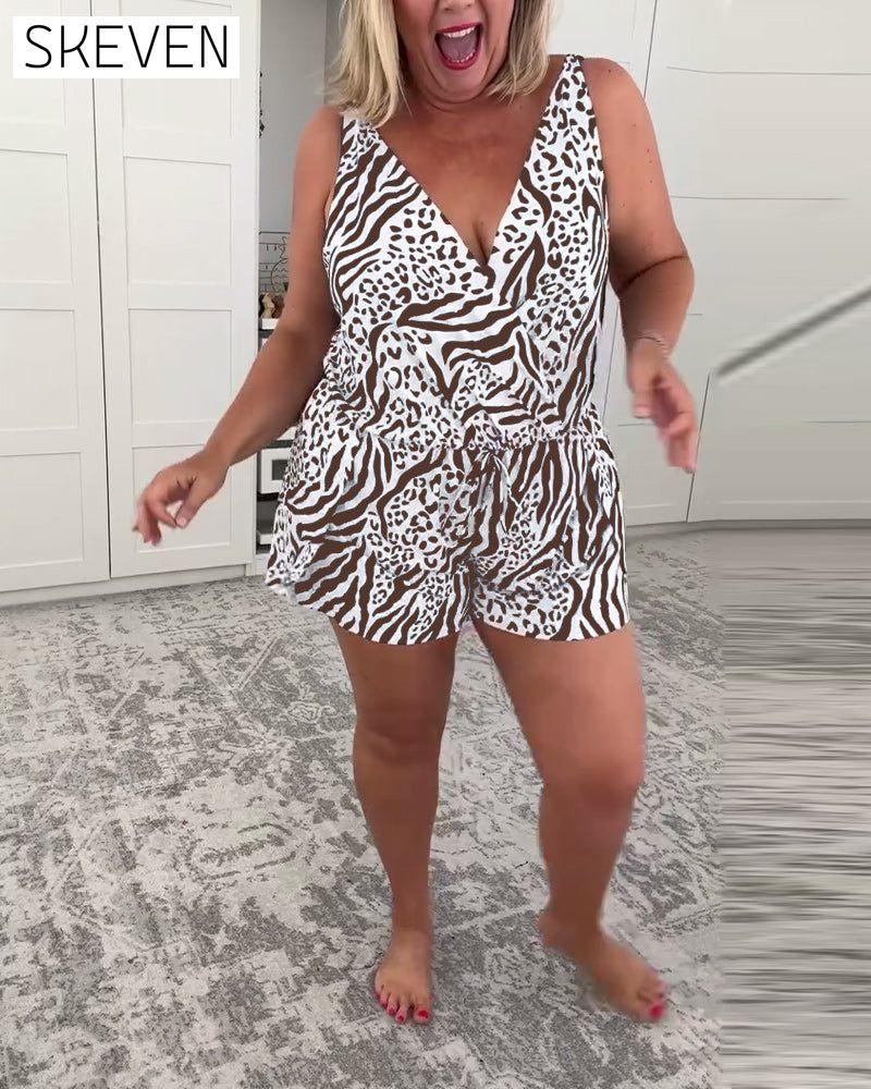 Zebra-Print Slim Fit Badeanzug