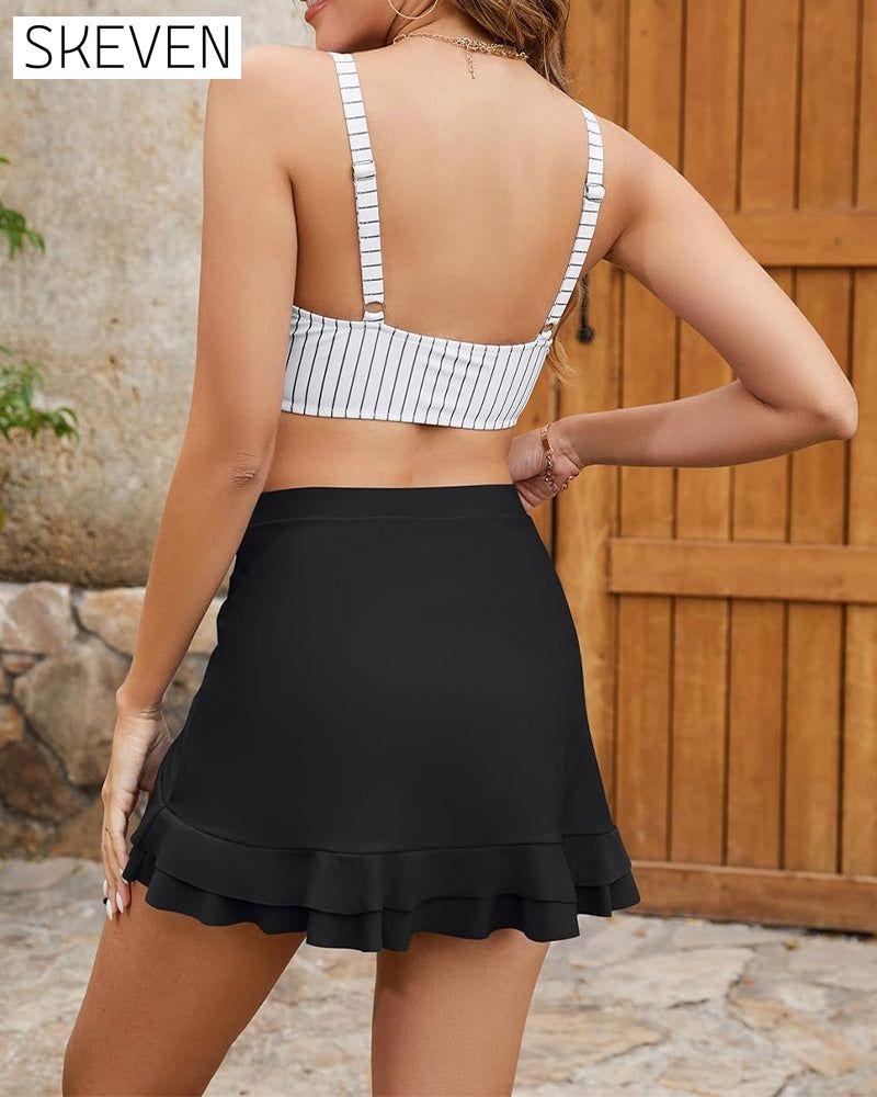 Maillot de bain deux pièces décontracté à bretelles et imprimé à carreaux