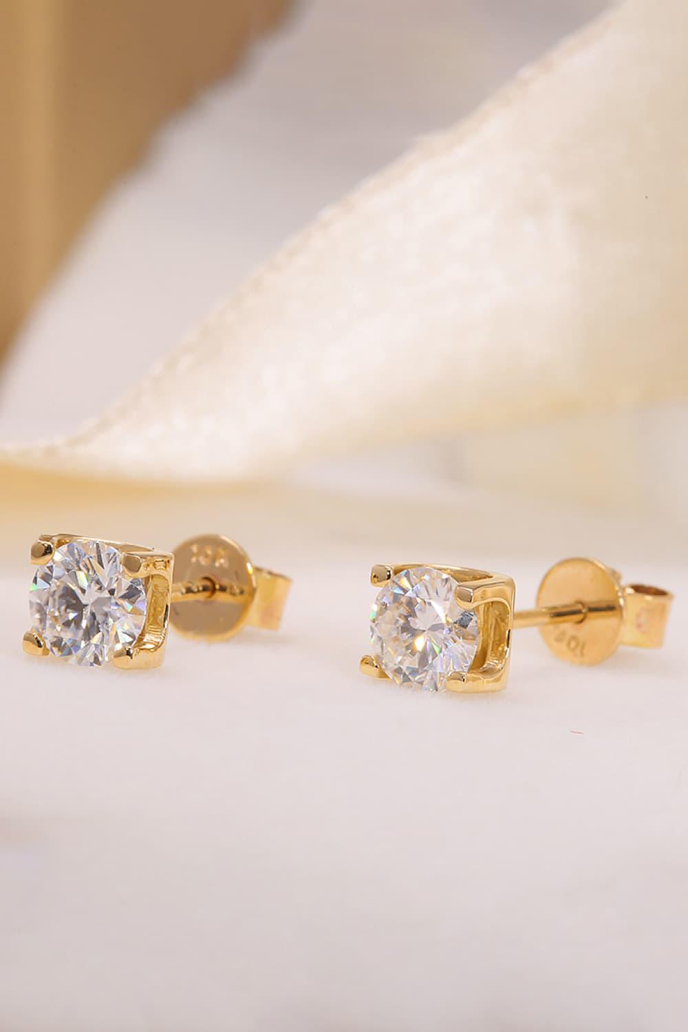 Blue Zone Planet | Ohrstecker aus 18-karätigem Gold mit 1 Karat im Labor gezüchtetem Diamanten