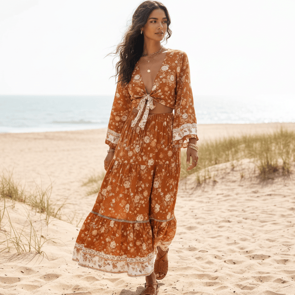 Rust Boho Floral Matching Set