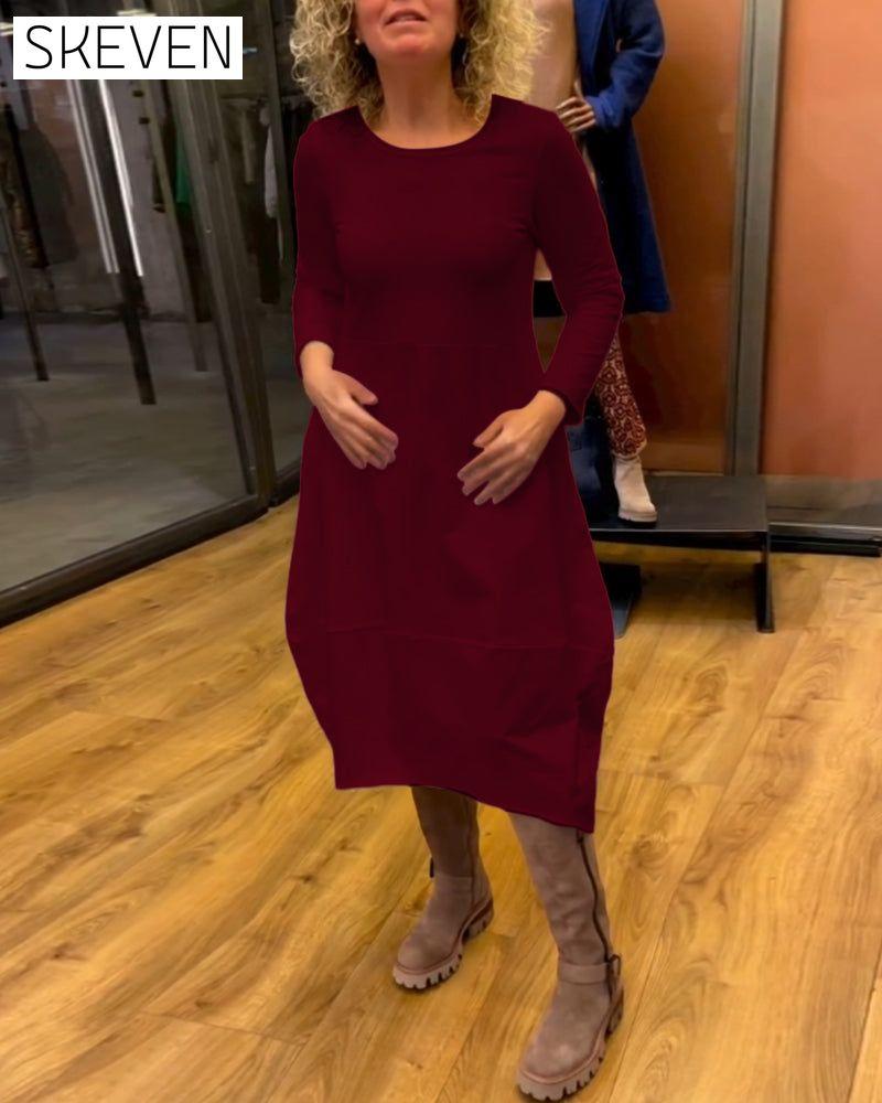 Elegant Solid Color Dress