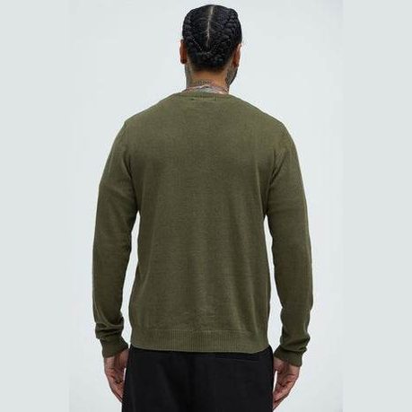 Mens Olive Green Crewneck Sweater