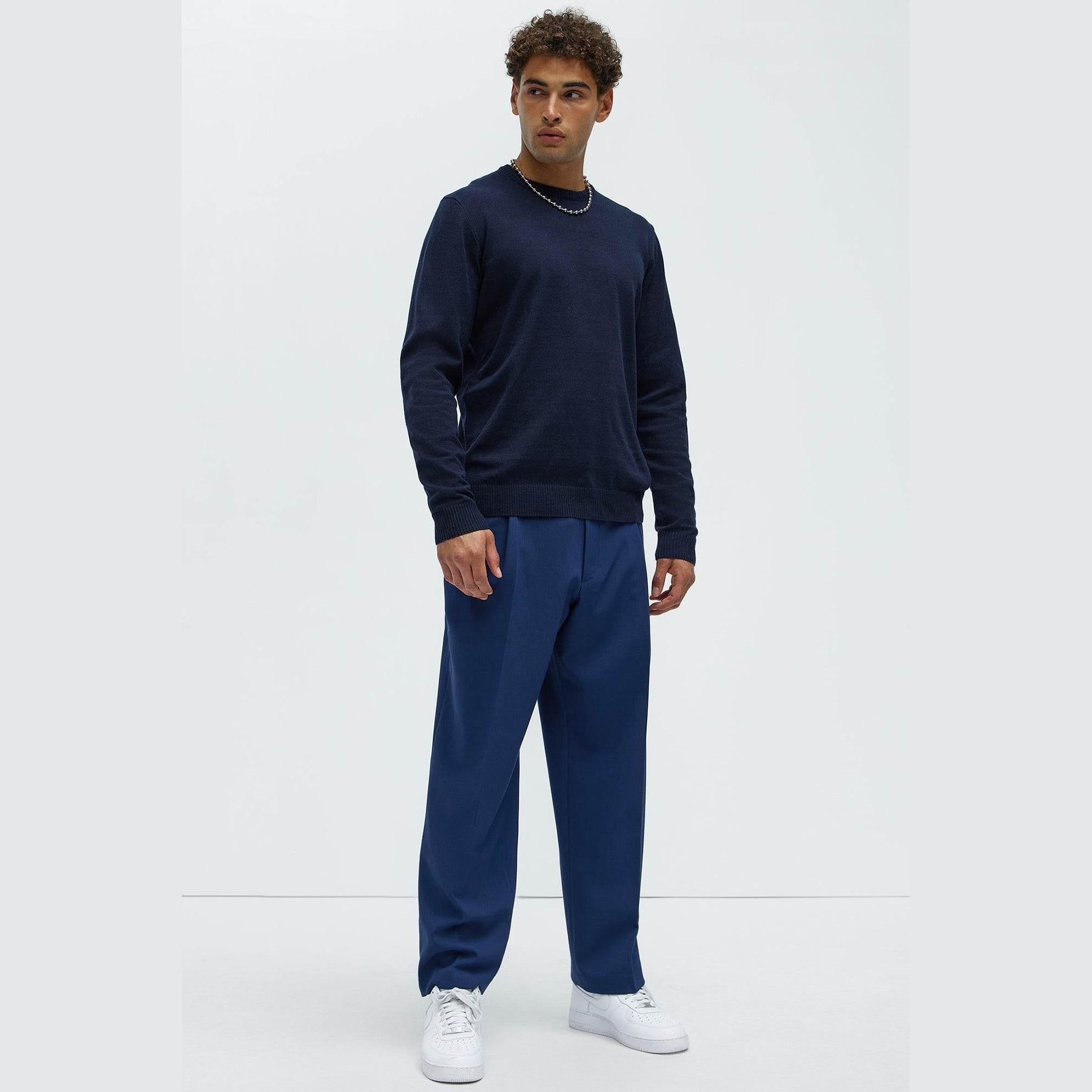 Mens Navy Blue Crewneck Sweater
