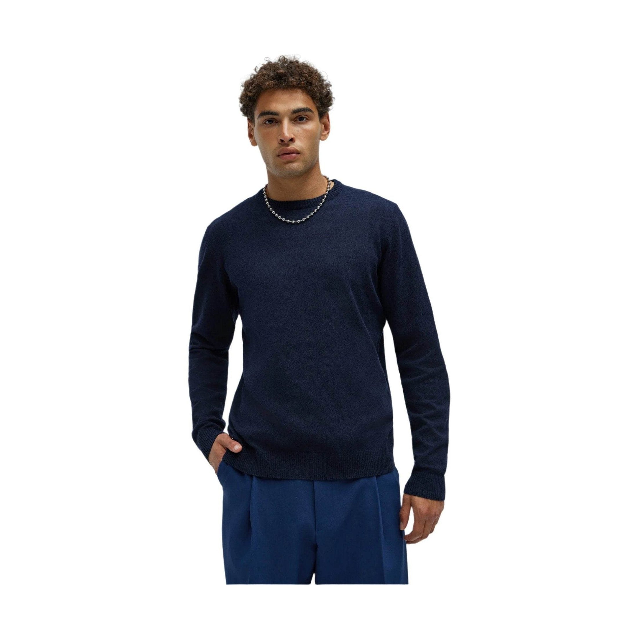 Mens Navy Blue Crewneck Sweater