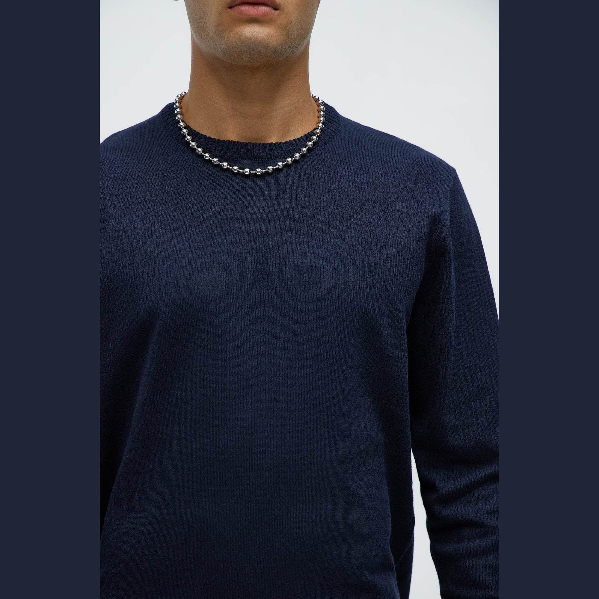 Mens Navy Blue Crewneck Sweater