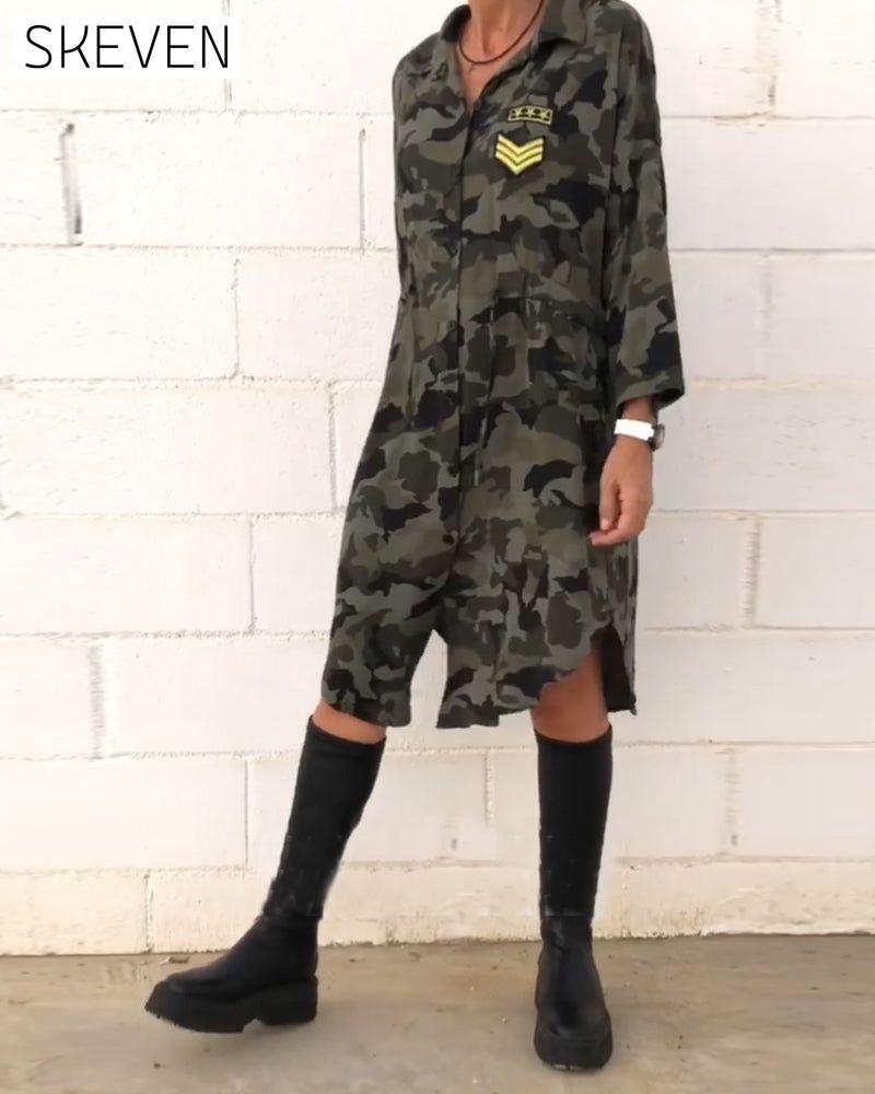 Langarmkleid mit Camouflage-Print