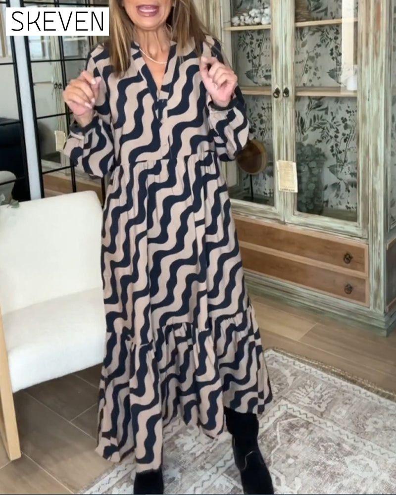 Langes, locker geschnittenes Kleid mit Print
