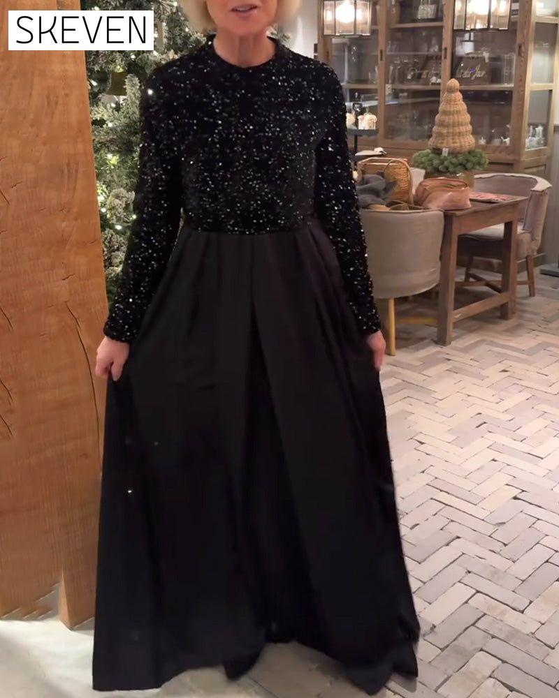 Elegantes, bodenlanges Paillettenkleid