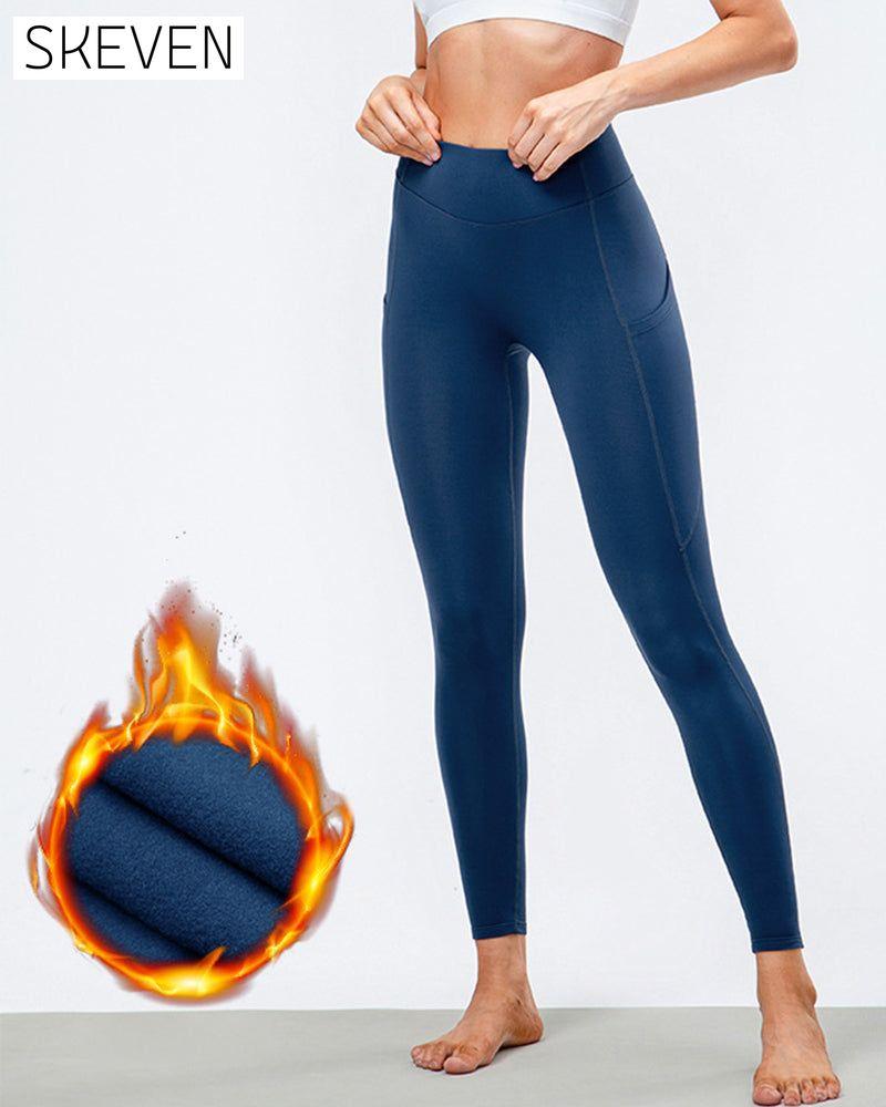 Solid color leggings with fleece pockets