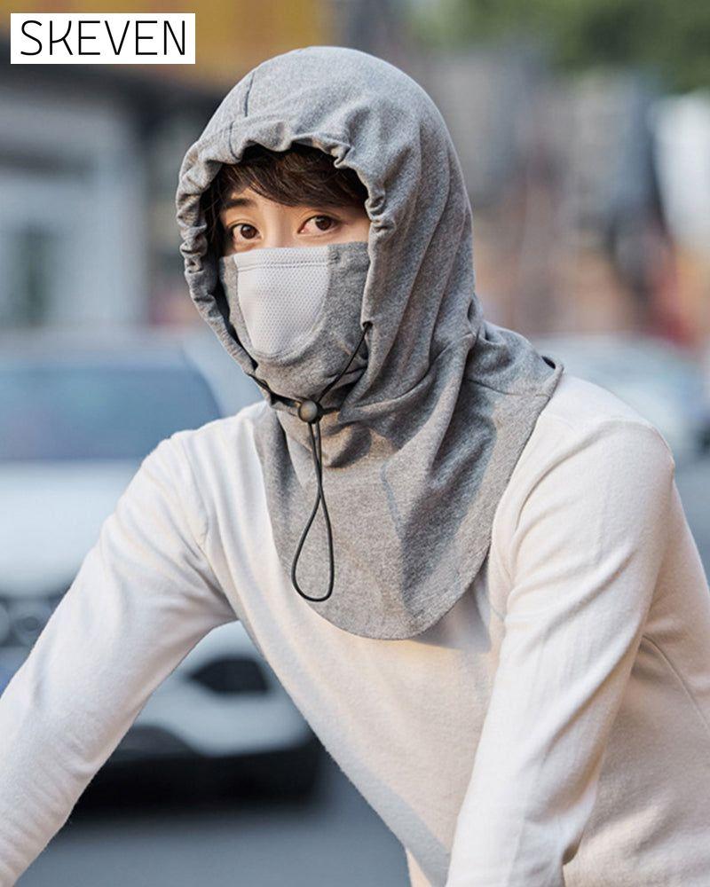 Hooded face mask with neck warmer for cycling