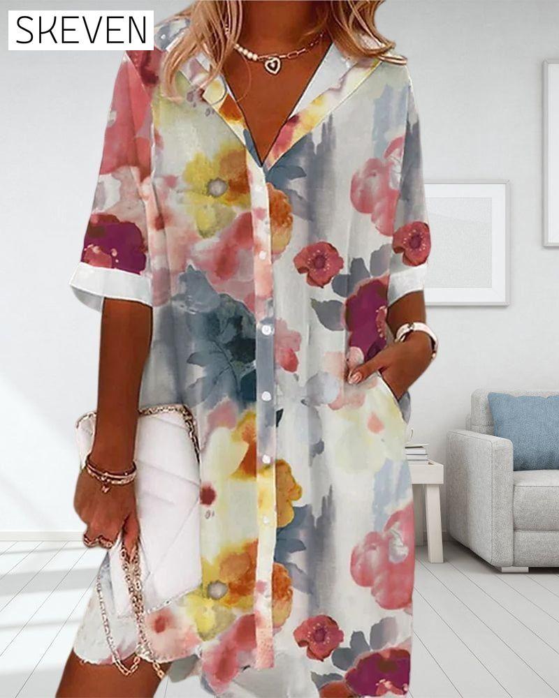 Half-sleeved loose shirt dress 23BF Casual Dresses Clothes Dresses Spring Summer