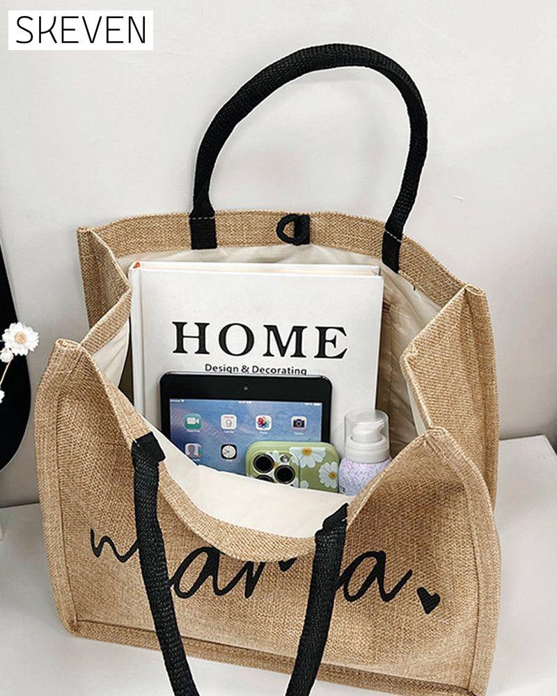 Tragbare Leinen-Schultertasche mit großem Fassungsvermögen