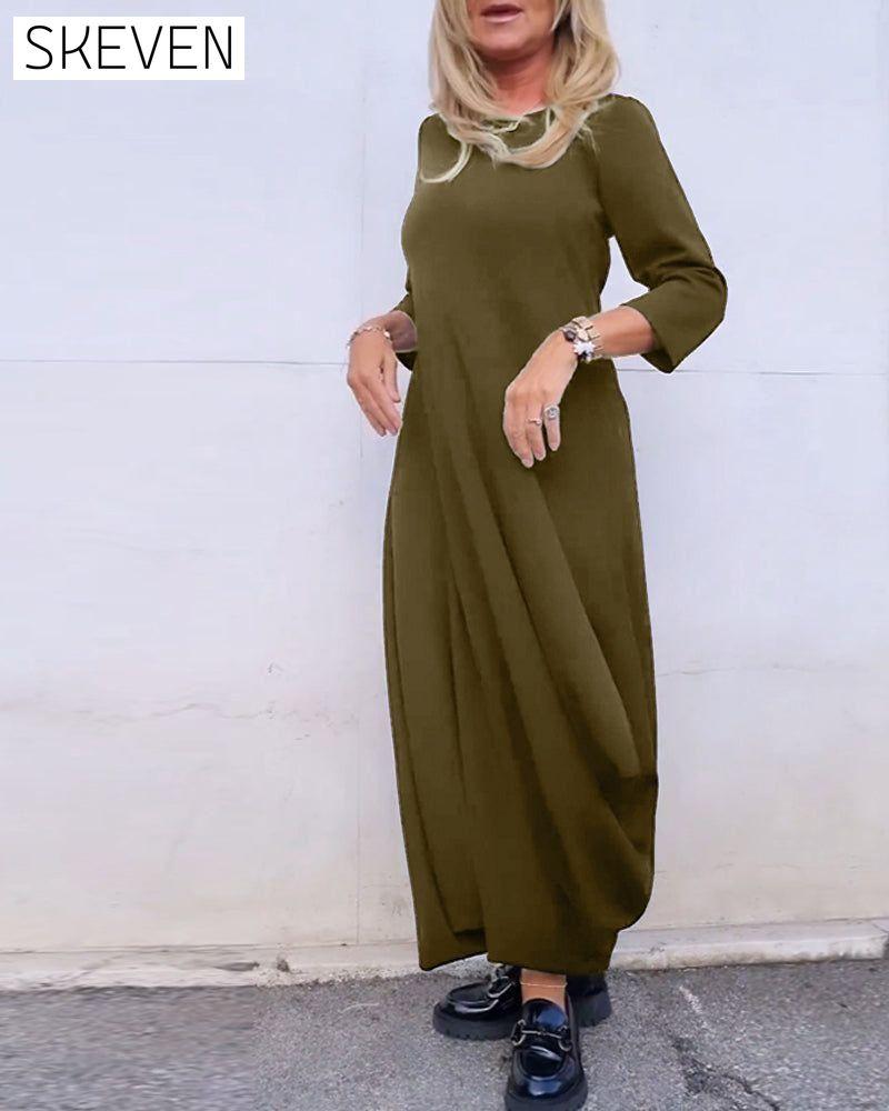 Simple solid color pocket dress 2023 f/w 23BF casual dresses Clothes Dresses spring