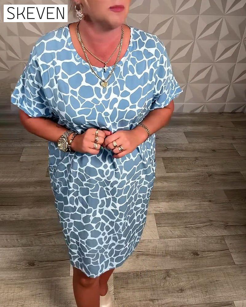 Casual Printed Crew Neck Dress
