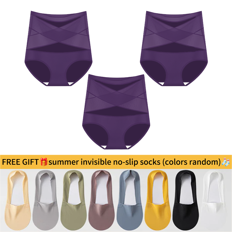 💖💖Last Day-Buy 1 Get 3 Packs💖Plus-Size High-Waist Cross Tummy Control Panties