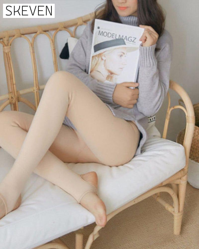 Makellose Beine, künstliche, durchscheinende, warme, plüschgefütterte elastische Strumpfhose 
