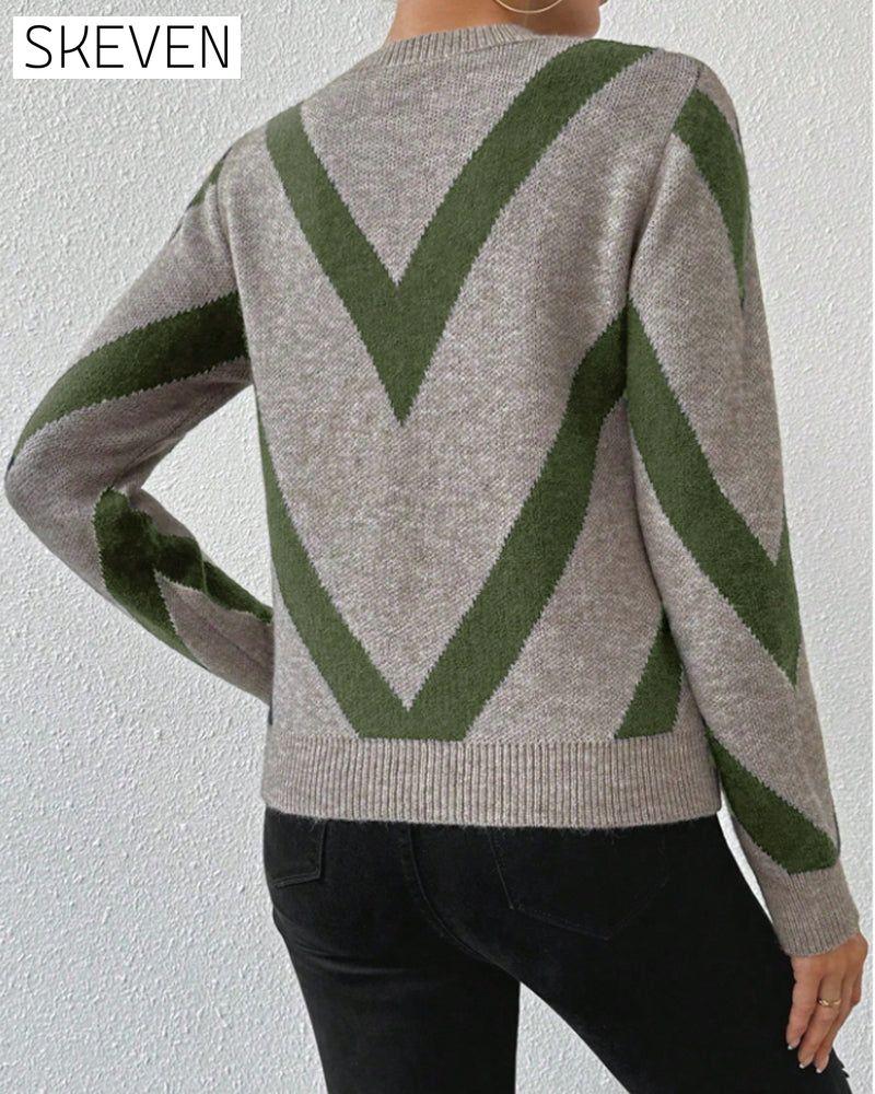 Pullover mit geometrischem Muster und Rundhalsausschnitt