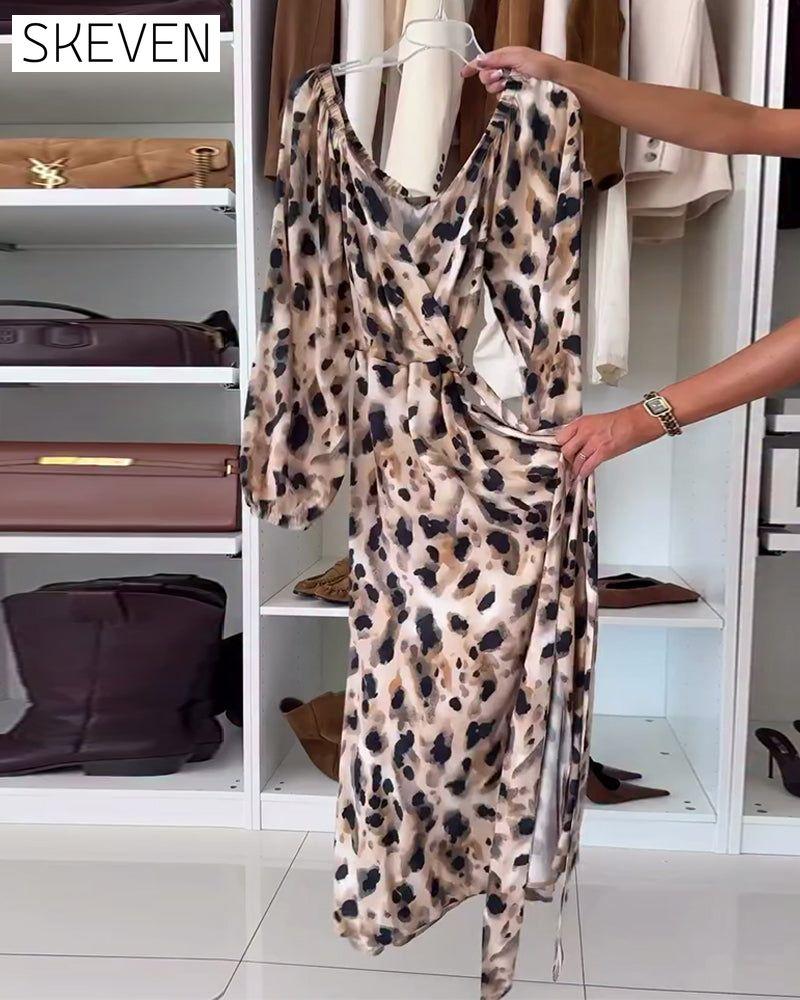 Sexy V-Neck Printed Dress