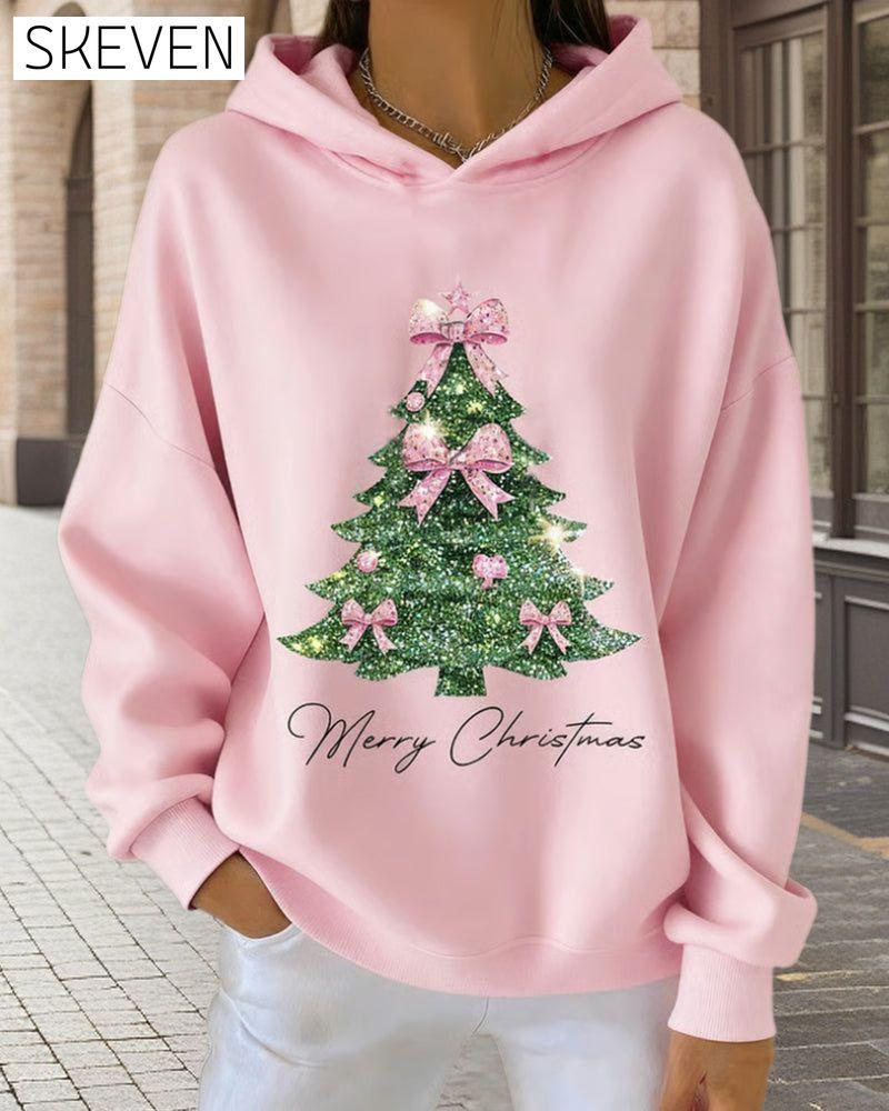 Kapuzenpullover mit lässigem Weihnachtsmotiv