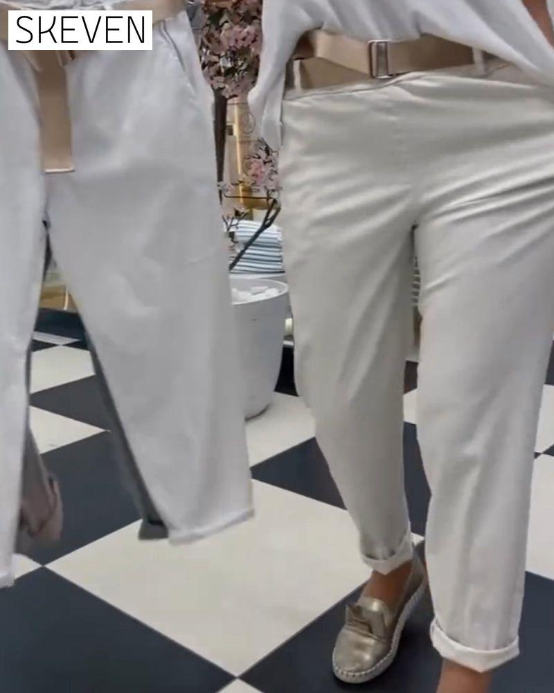 Solid-colored casual pants