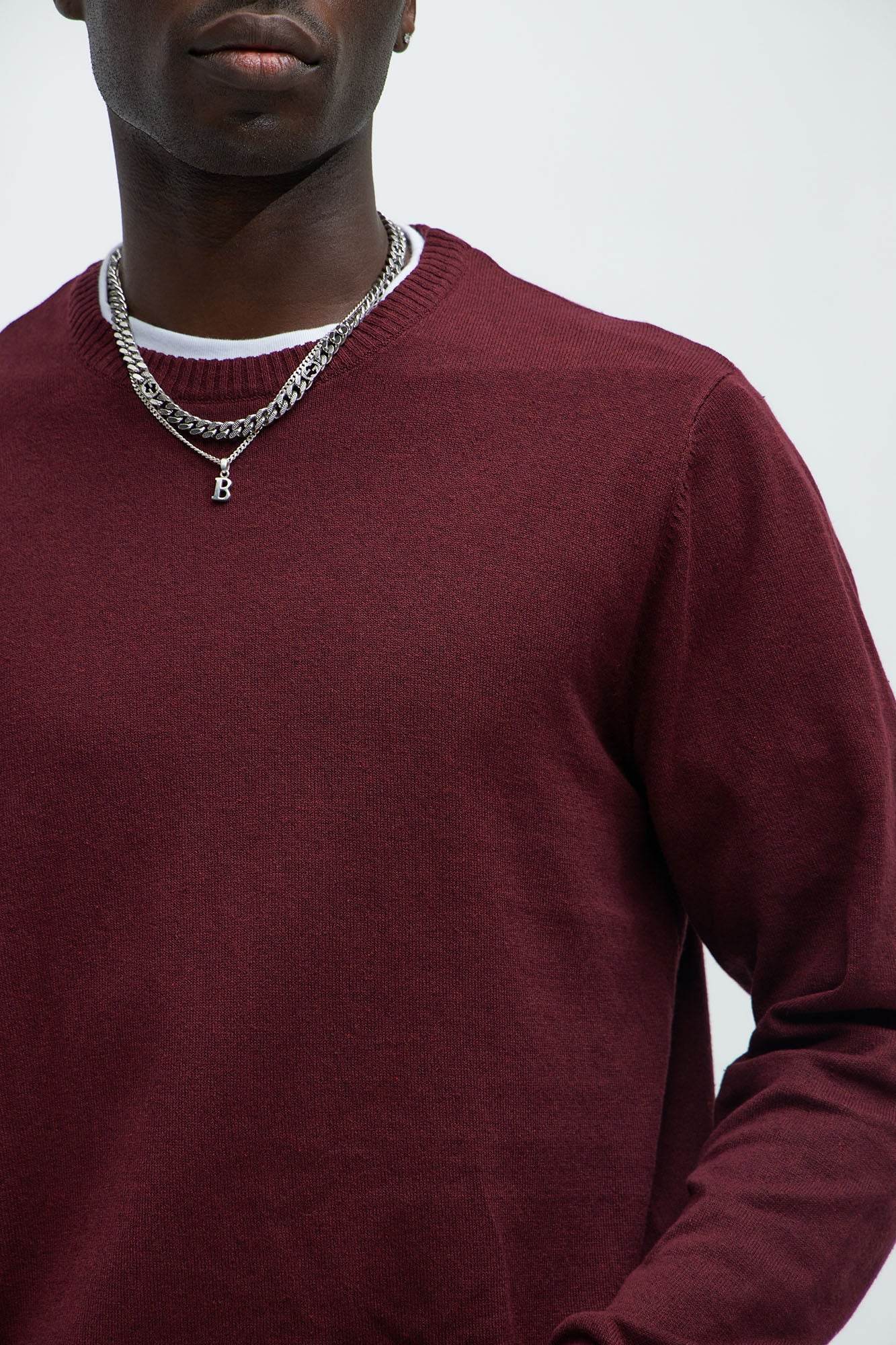 Mens Crewneck Sweater in Burgundy