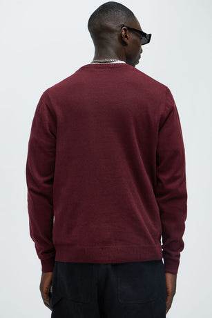 Mens Crewneck Sweater in Burgundy