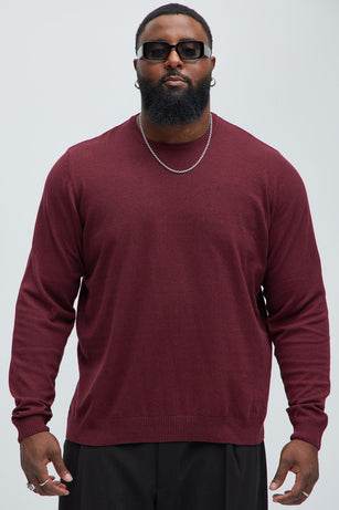 Mens Crewneck Sweater in Burgundy