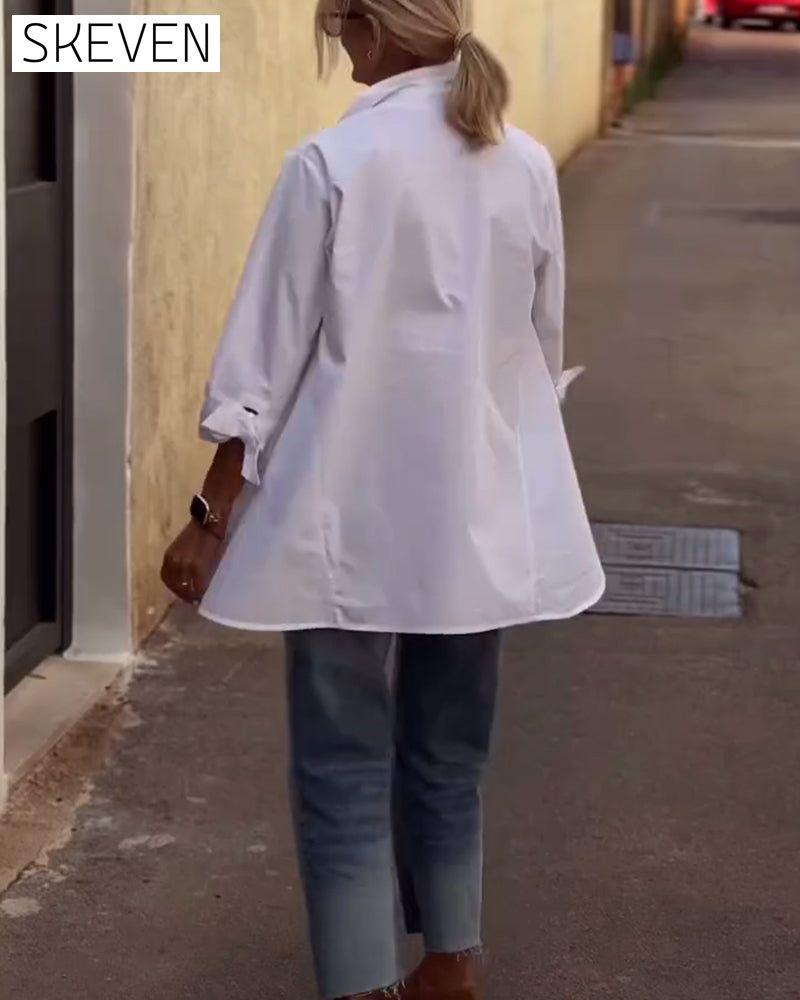 Chemise décontractée à manches longues et revers