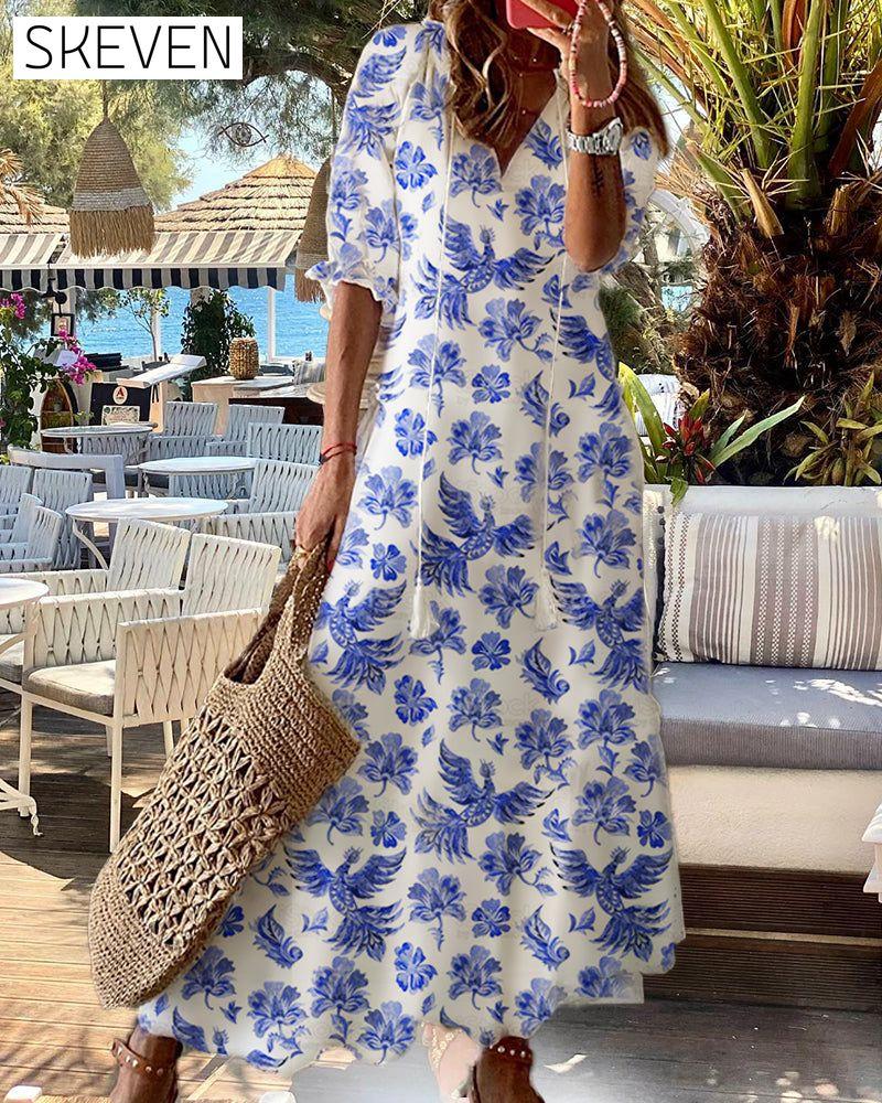 Printed v-neck dress