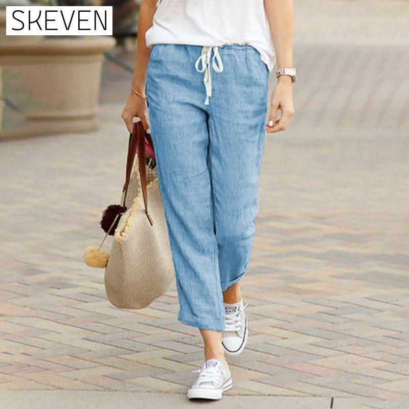 【Cotton And Linen】Casual Straight Trousers Blue best Best Sellings bottoms clothes Cotton And Linen pants Plus Size Sale Topseller