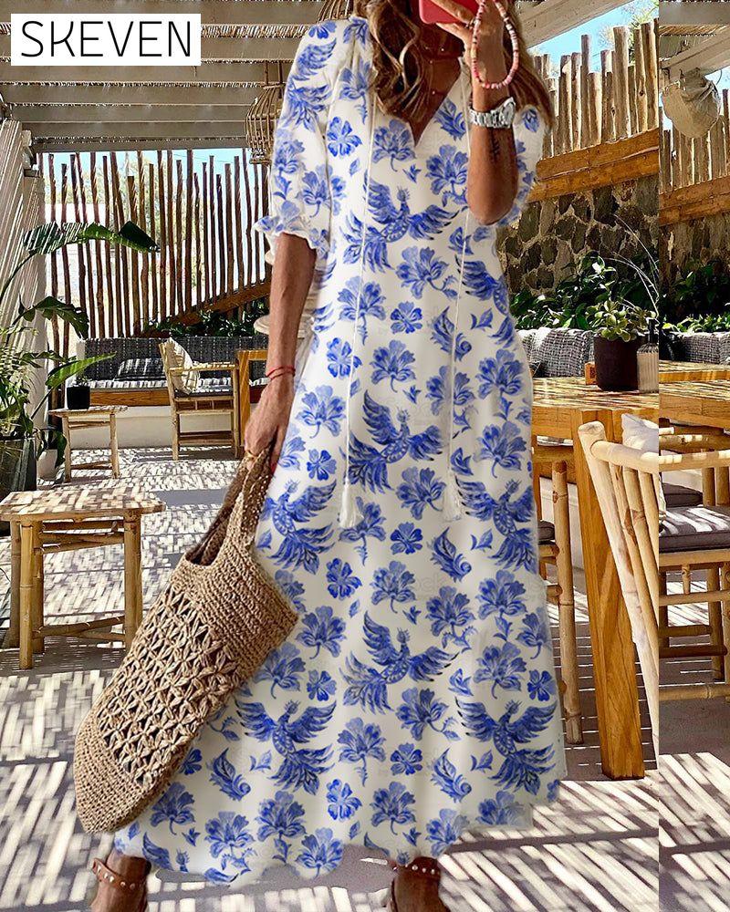 Printed v-neck dress