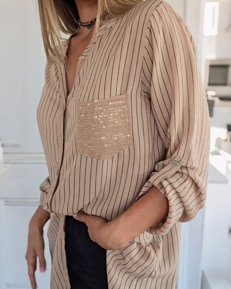 Fashion Sequin Stripe Shirt