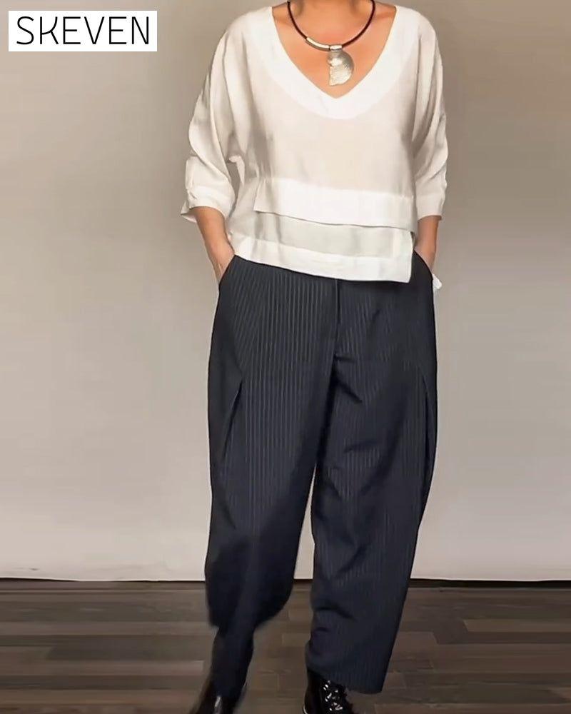 Retro-Streifen-Freizeithose