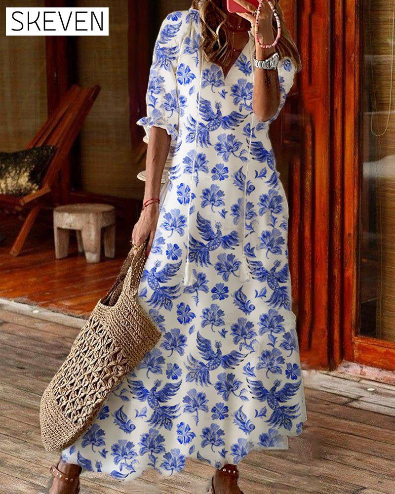 Printed v-neck dress