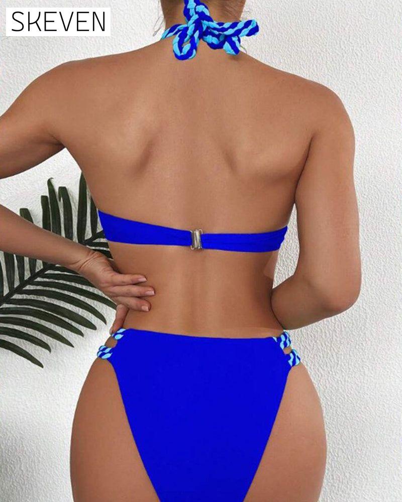 Ensemble bikini dos nu colorblock