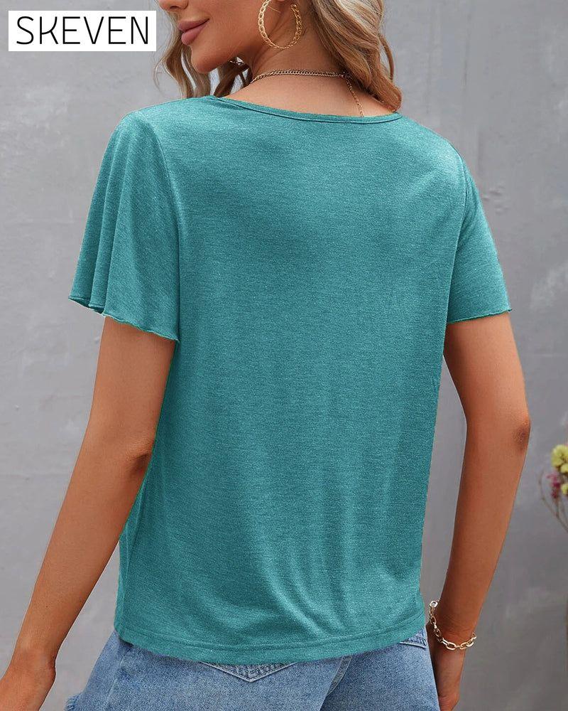 einfarbiges T-Shirt mit Cut-Outs