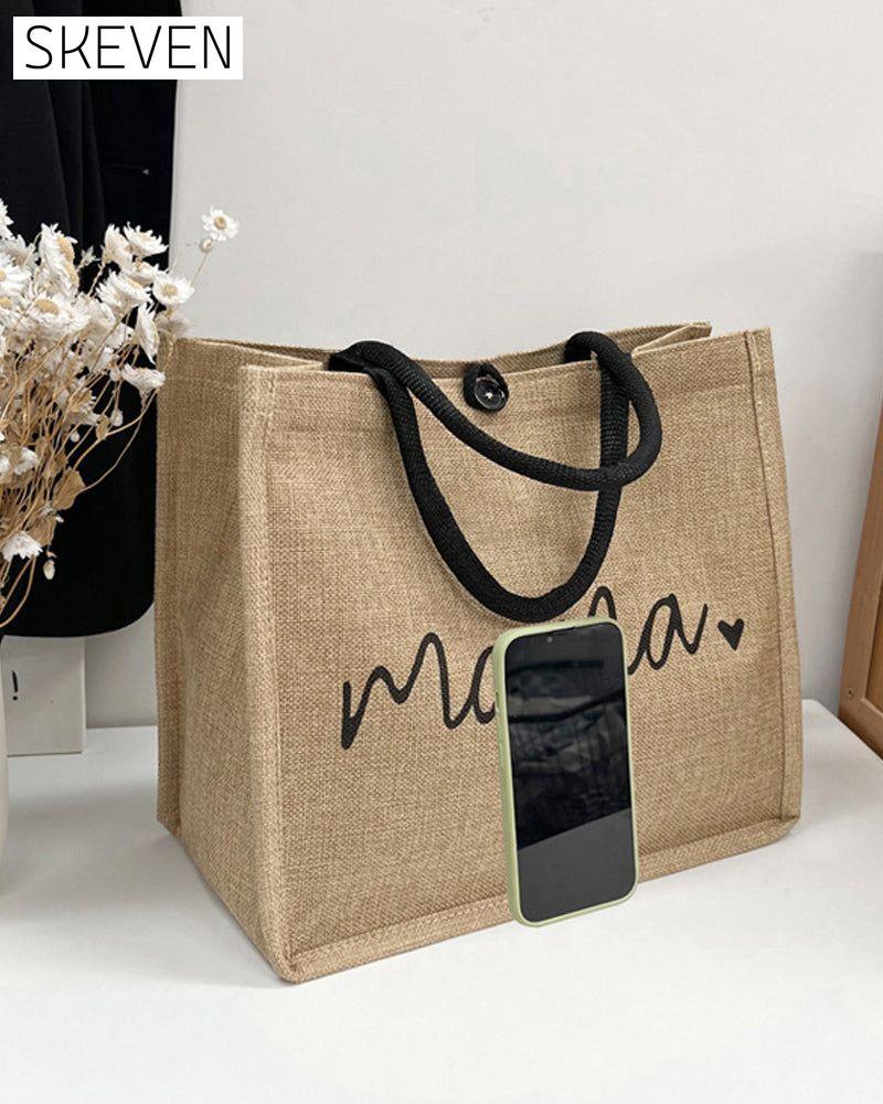 Tragbare Leinen-Schultertasche mit großem Fassungsvermögen