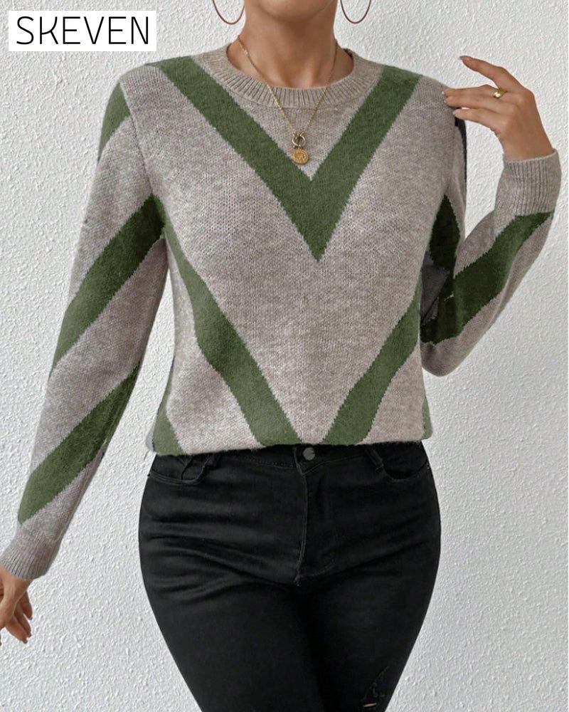 Pullover mit geometrischem Muster und Rundhalsausschnitt