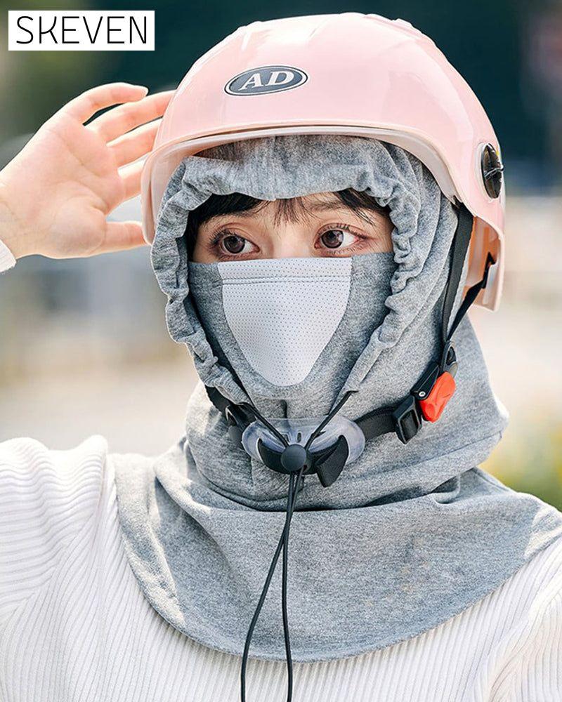 Hooded face mask with neck warmer for cycling