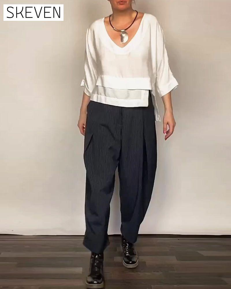 Retro-Streifen-Freizeithose