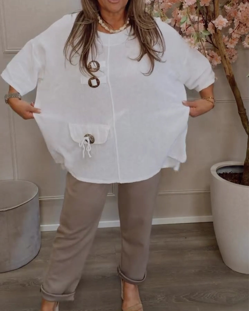 An Oversized-Button Relaxed Blouse