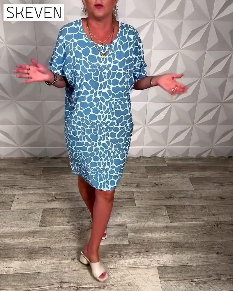 Casual Printed Crew Neck Dress
