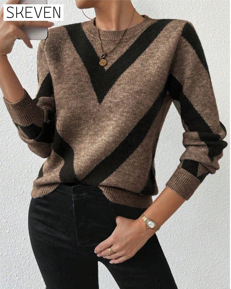 Pullover mit geometrischem Muster und Rundhalsausschnitt