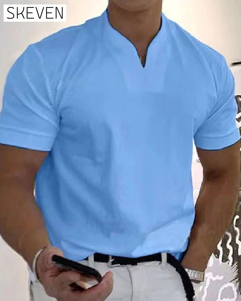T-shirt uni à col en V