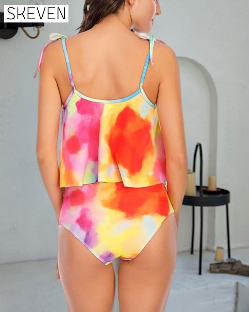 Elegant Floral and Stripe Print Tankinis 23BF Clothes Summer Swimwear Tankinis