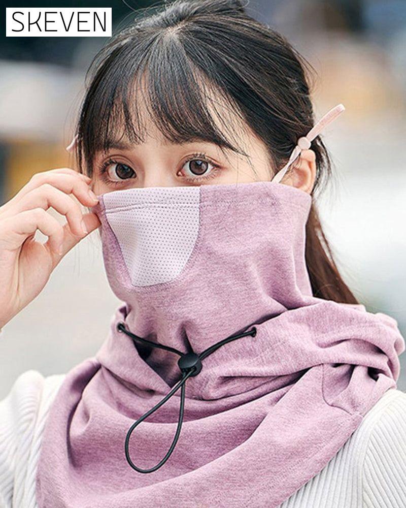 Hooded face mask with neck warmer for cycling