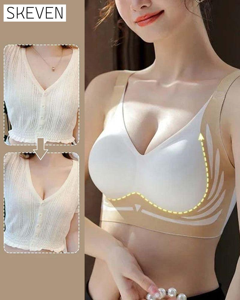 Lifting anti-sagging wireless push-up bra