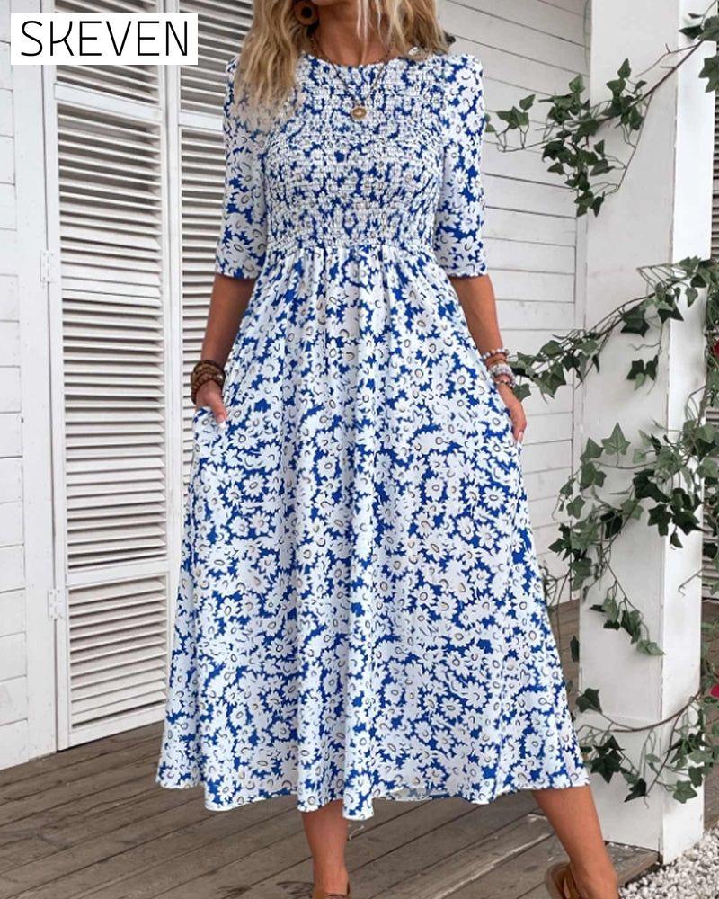 Fresh floral slim fit dress casual dresses summer